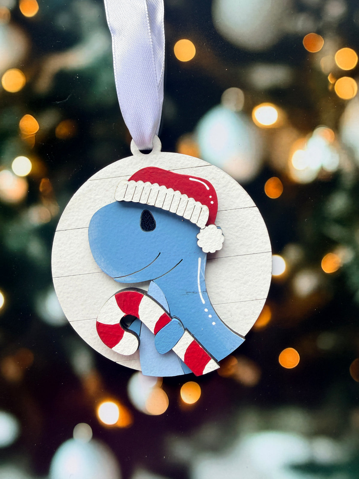 TRex Candy Cane Christmas Ornament