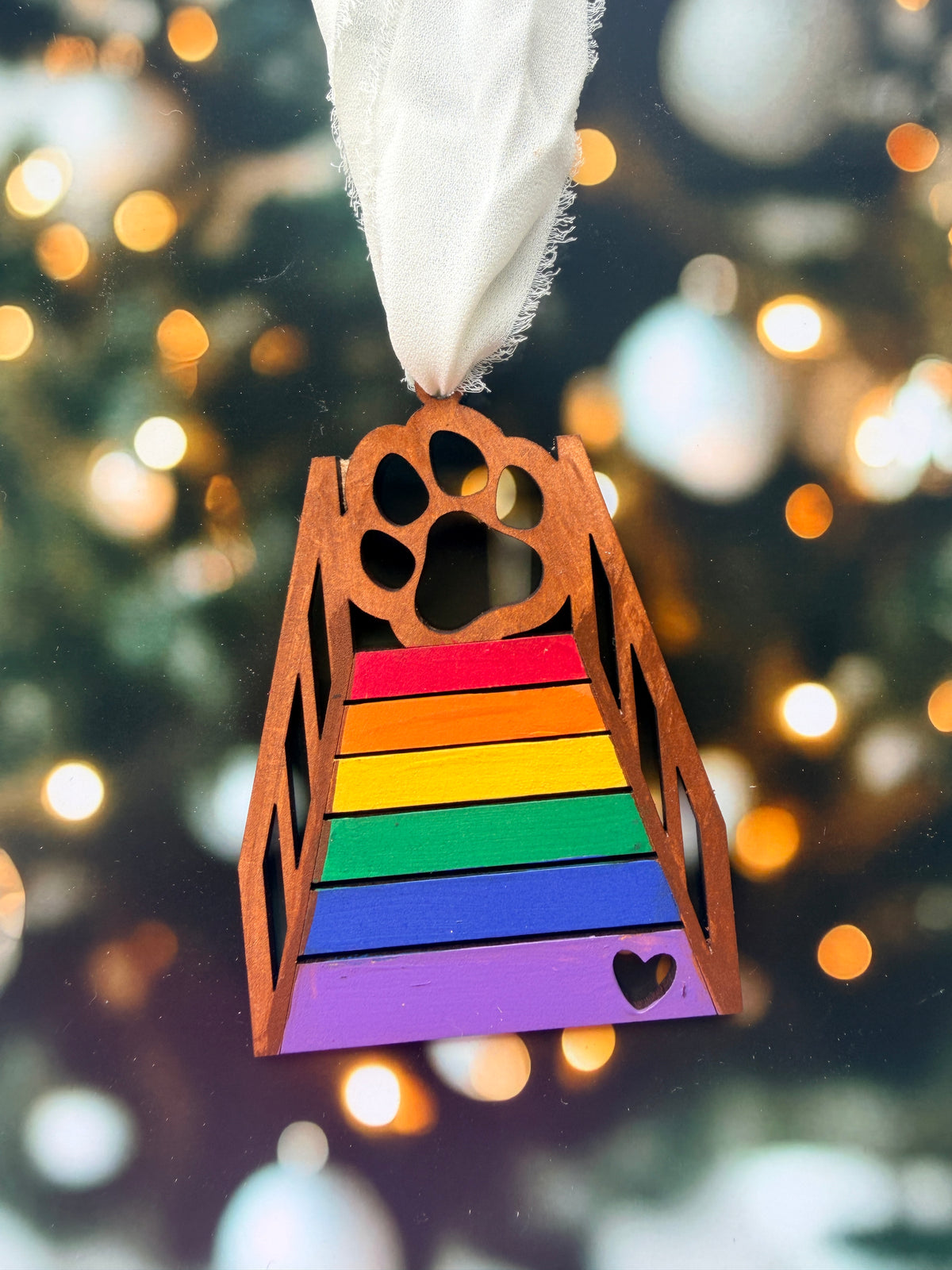 Dog Rainbow Bridge Christmas Ornament