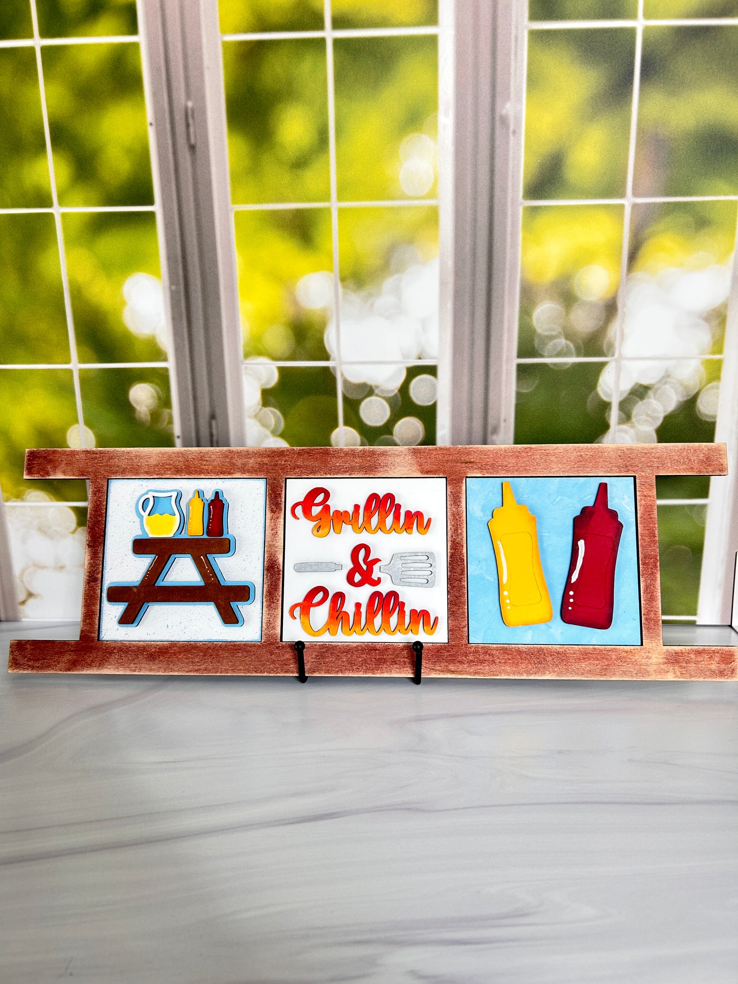 Triple Ladder Base - Distressed Cherry (Tile & Trend)