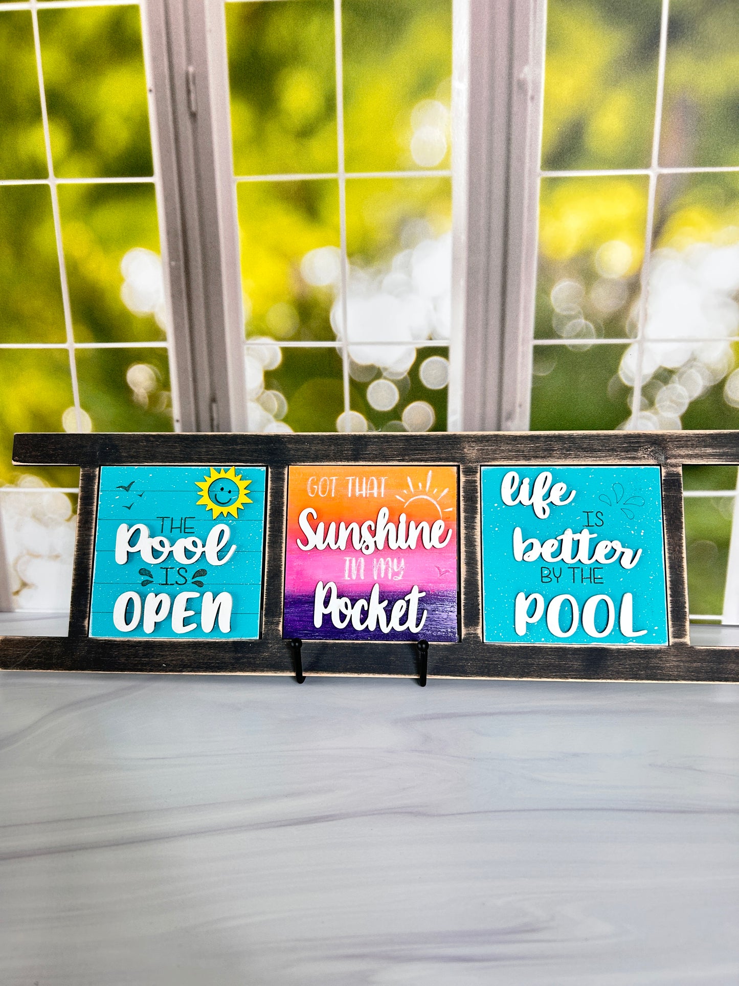 Triple Ladder Base - Distressed Black (Tile & Trend)