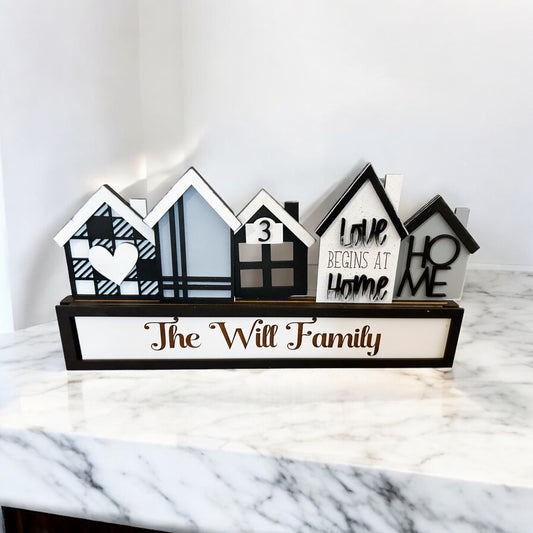 Complete Gift Set - Personalized Base with 5 Standing Houses