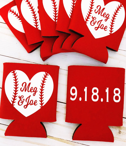 Wedding Can Coolers, Wedding Favors, Wedding Gifts, Bridal Party Gift, Wedding, Wedding Favor Ideas, Baseball Favors, Baseball Party