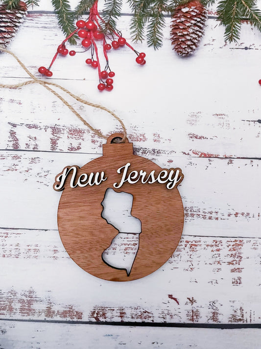 New Jersey Christmas Ornament | Handmade Wooden Ornament