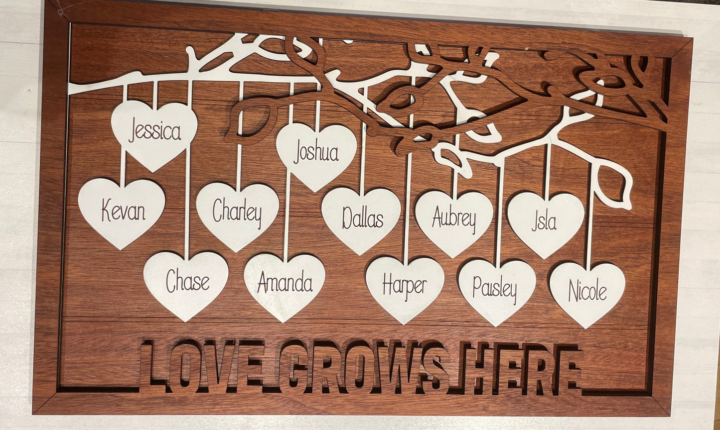 Personalized Family Tree Wooden Sign