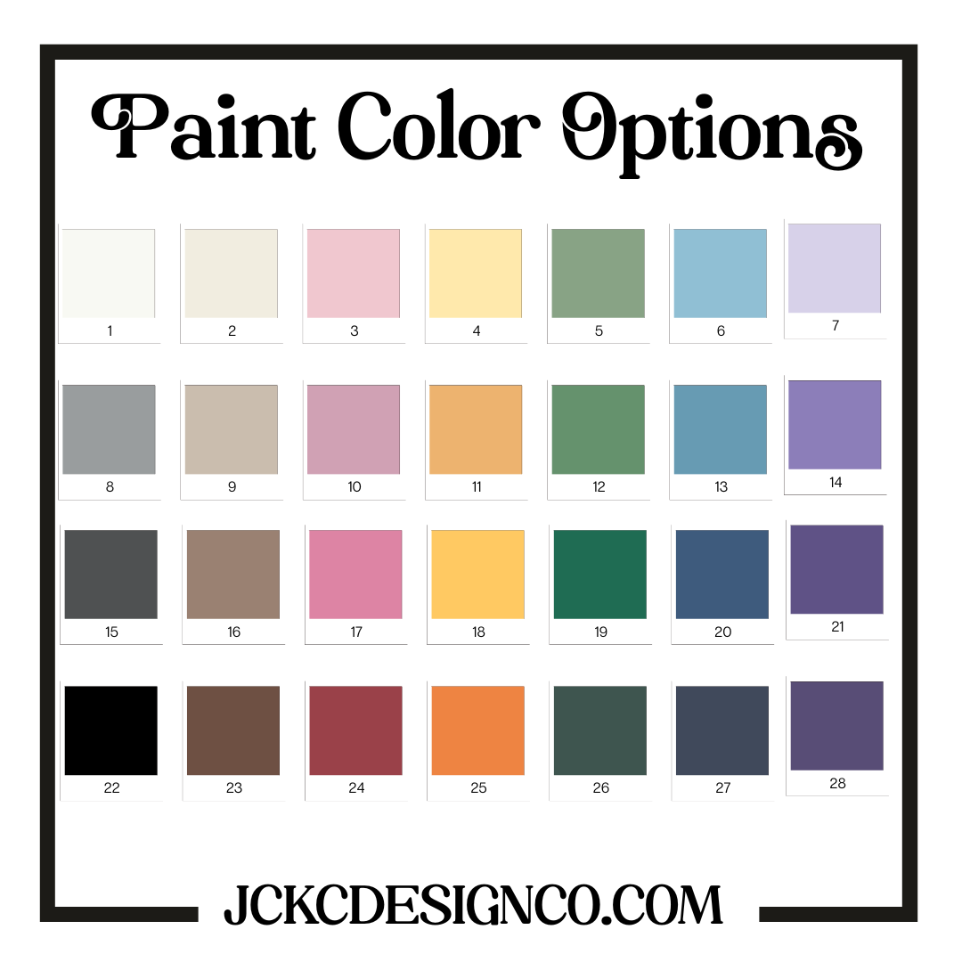 a collection of paint color options, including various shades of paint in a grid format.