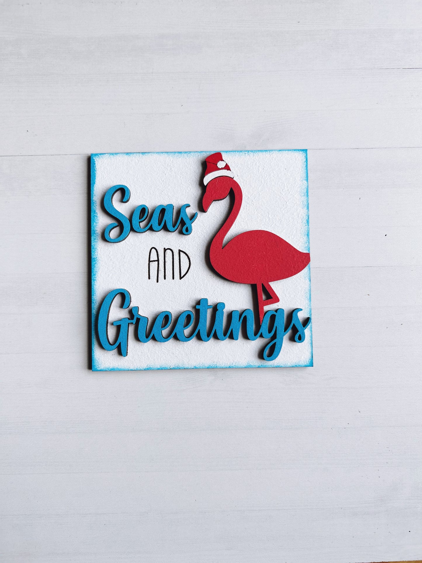 Seas and Greetings Beach Christmas Interchangeable Sign Tile