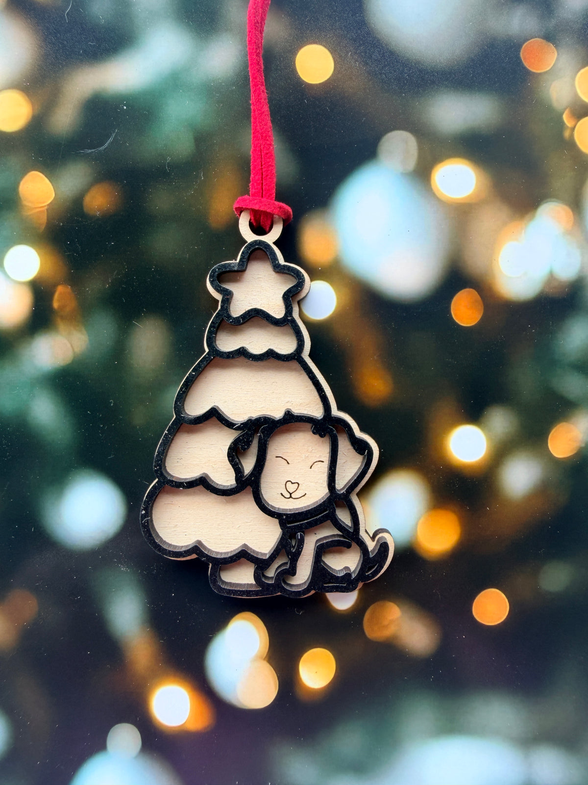 Dog w/Christmas Tree Christmas Ornament