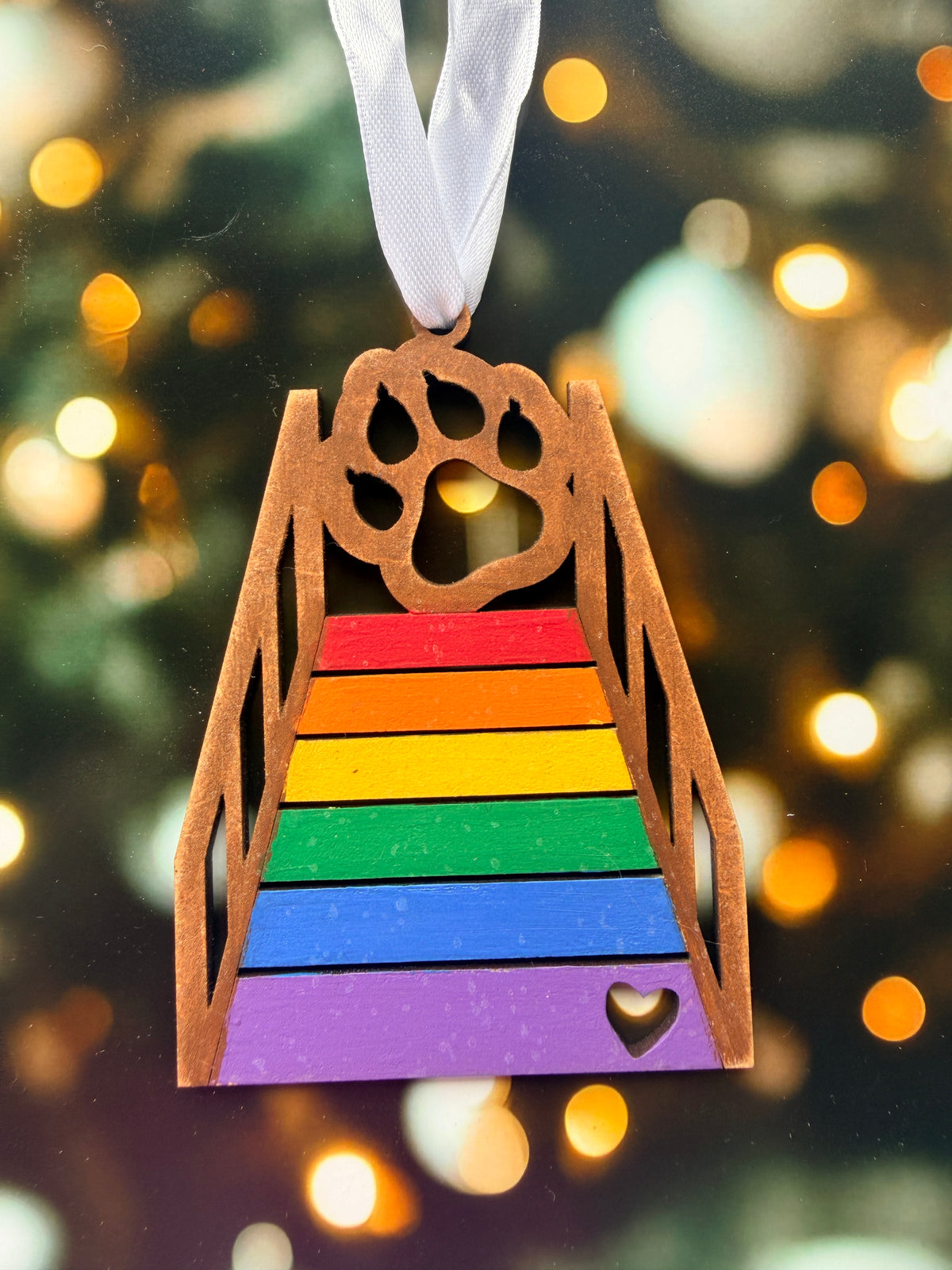 Cat Rainbow Bridge Christmas Ornament