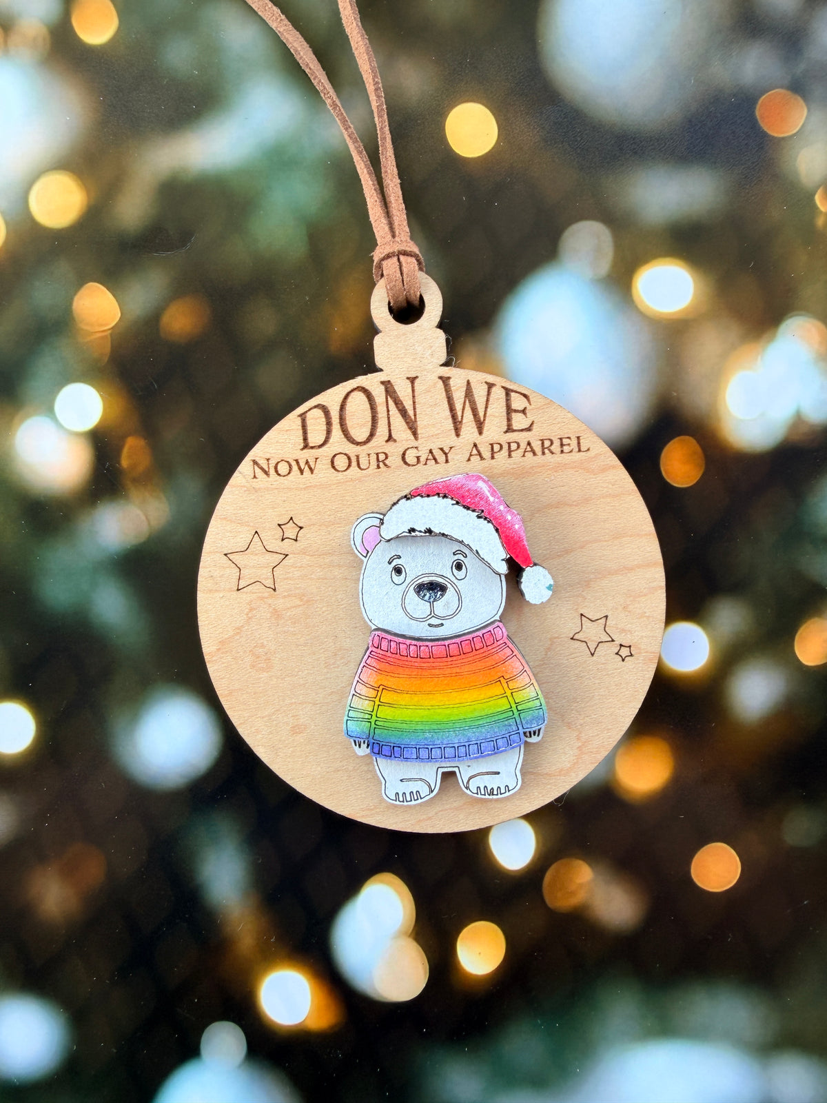 Don We Now Polar Bear Christmas Ornament