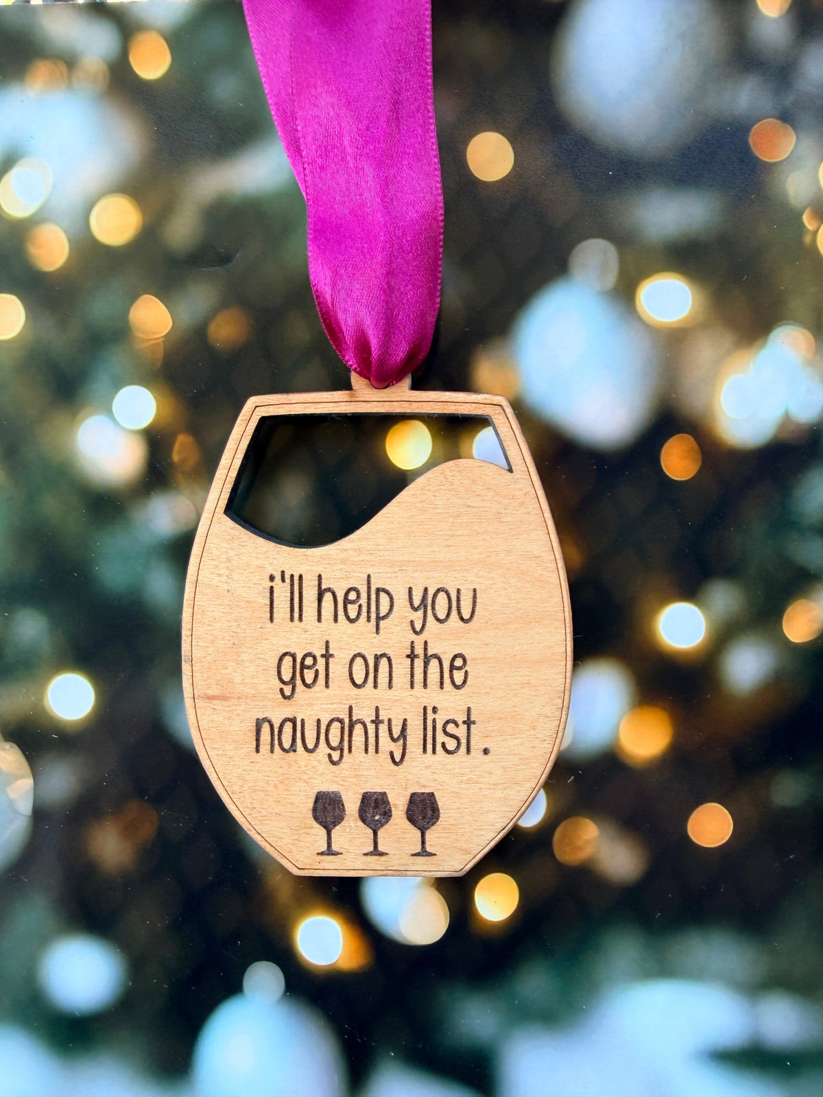 Wine Naughty List Christmas Ornament