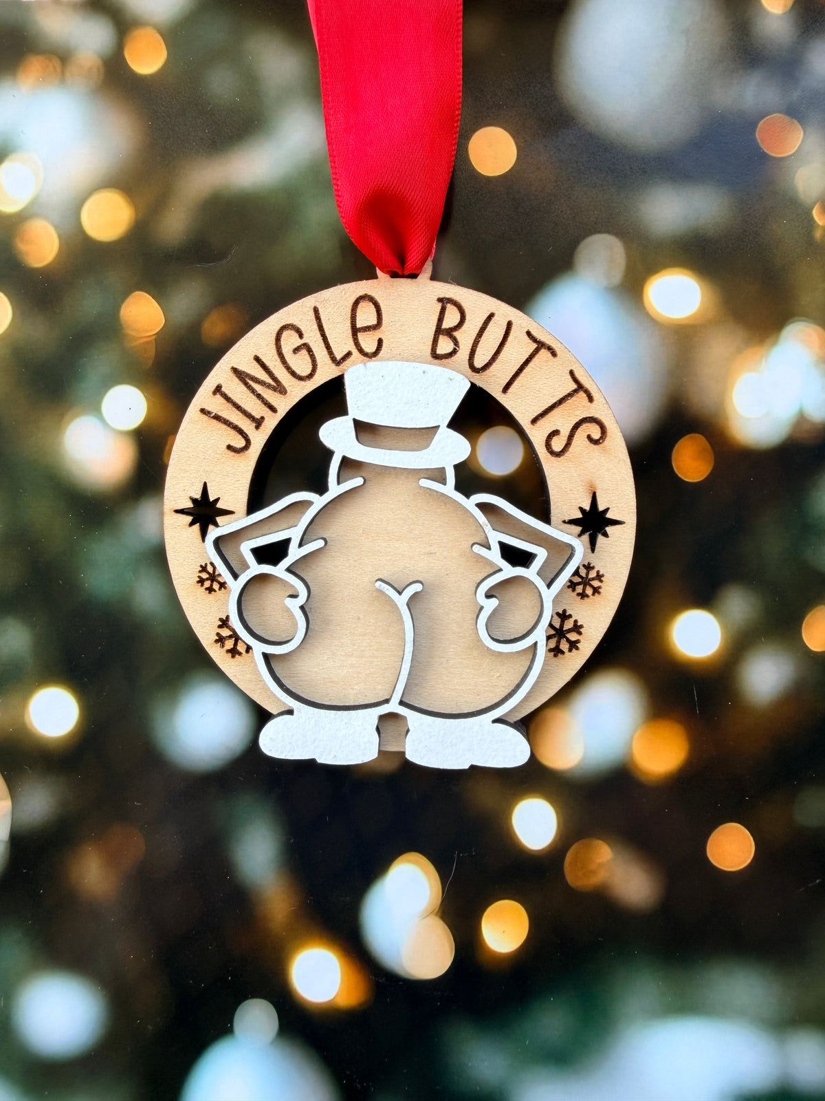 Jingle Butts Snowman Christmas Ornament