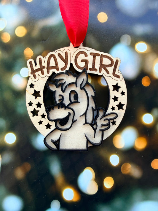 Hay Girl Christmas Ornament