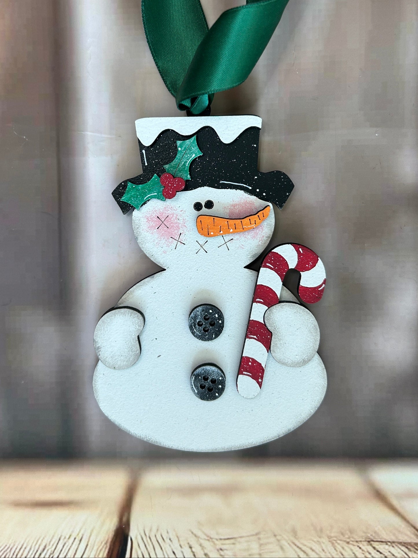 Candy Cane Snowman Ornament