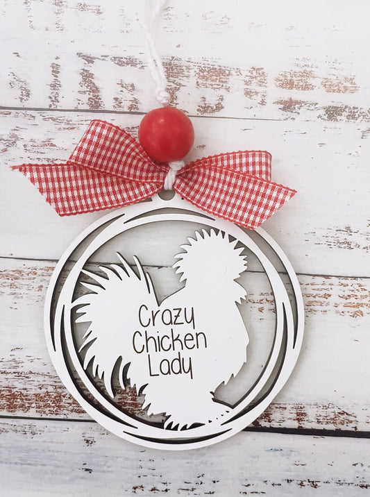 Chicken Christmas Ornament 2023 | Personalized Wooden Christmas Ornament