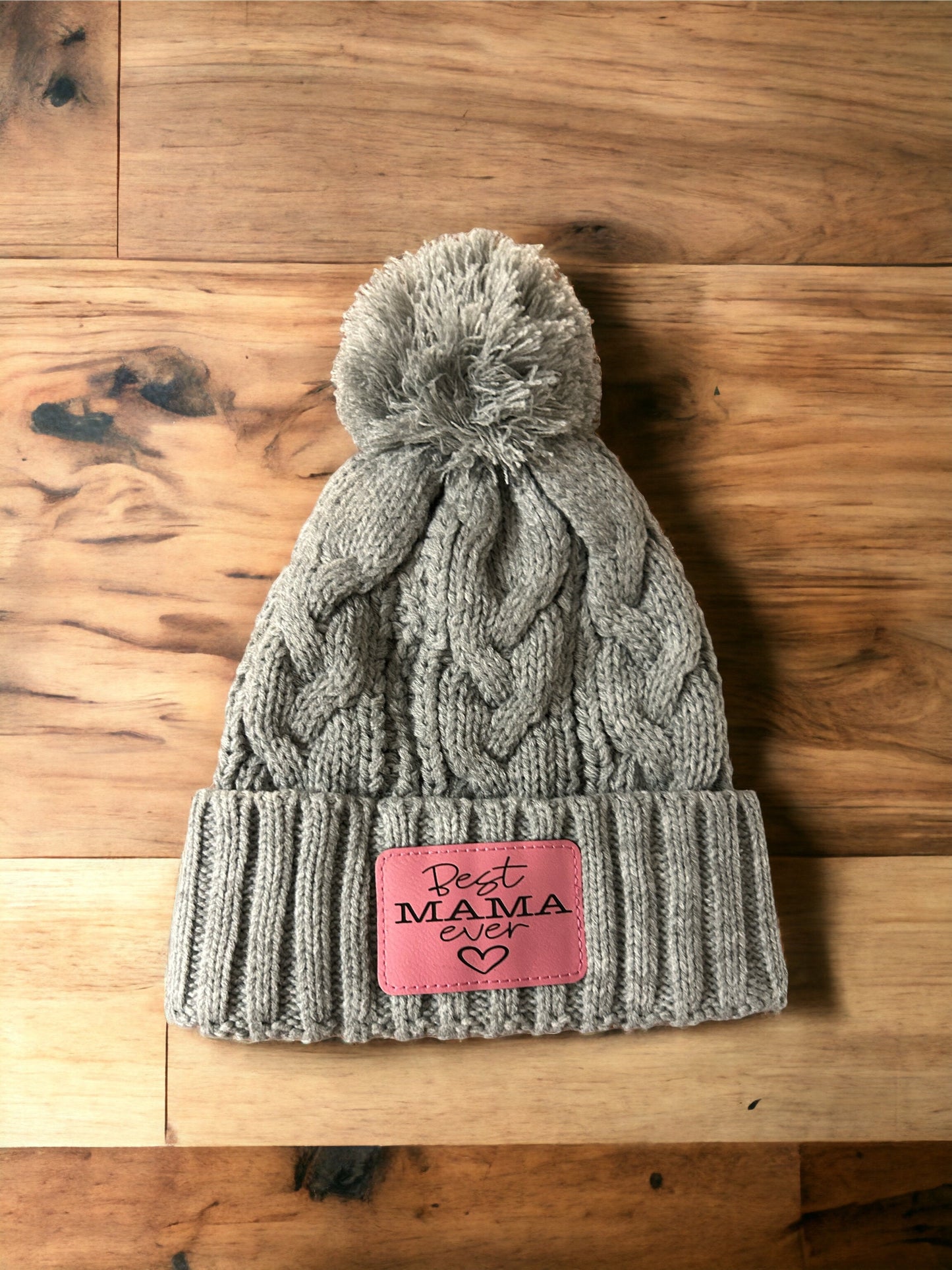 Mama Winter Hat with Engraved Leather Patch