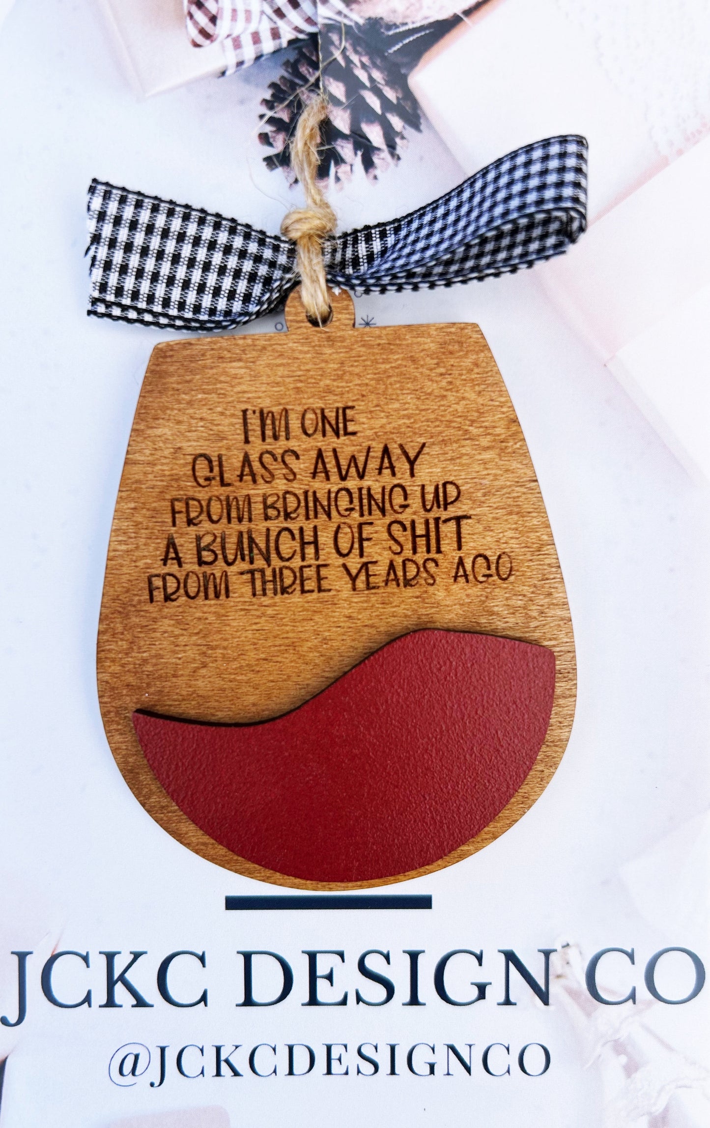 Wine Wooden Christmas Ornament Gift for Her
