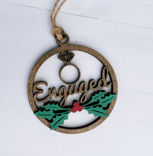 Engaged Wooden Ornament Gift for New Couple