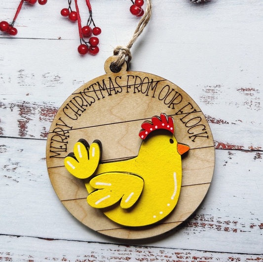 Chicken Wooden Christmas Ornament