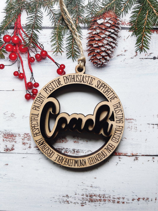 Coach Wooden Christmas Ornament, Christmas Gift for Coach