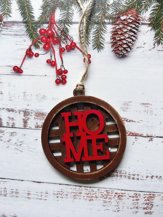 Farm Home Wooden Christmas Ornament