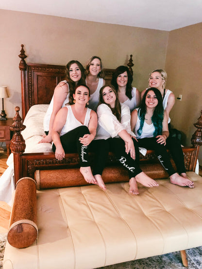 Wedding Day Outfits, Wedding Day Robe, Wedding Day Gift for Bride, Bridal Party Leggings, Bridesmaid Legging, Bridesmaid Outfit,Bride Outfit