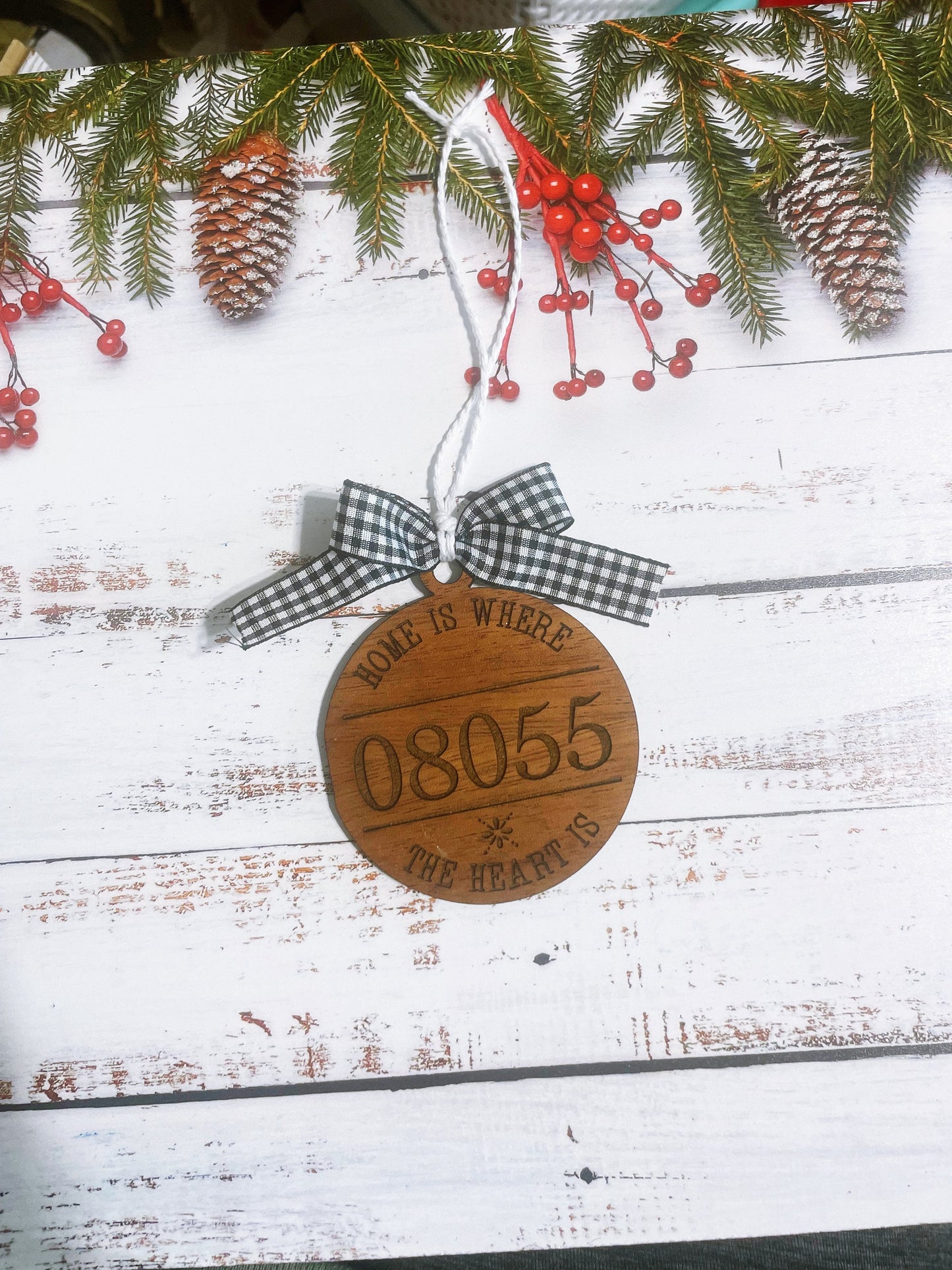 Personalized Zip Code Wooden Christmas Ornament