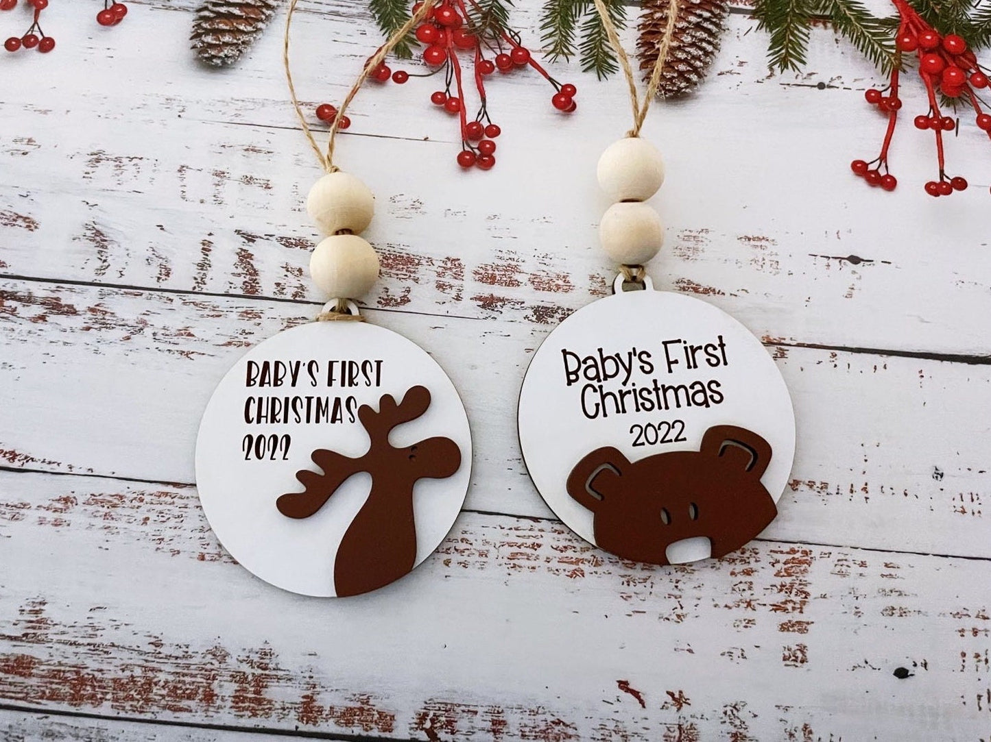 Baby's First Christmas Ornament 2023 | Personalized Wooden Christmas Ornament