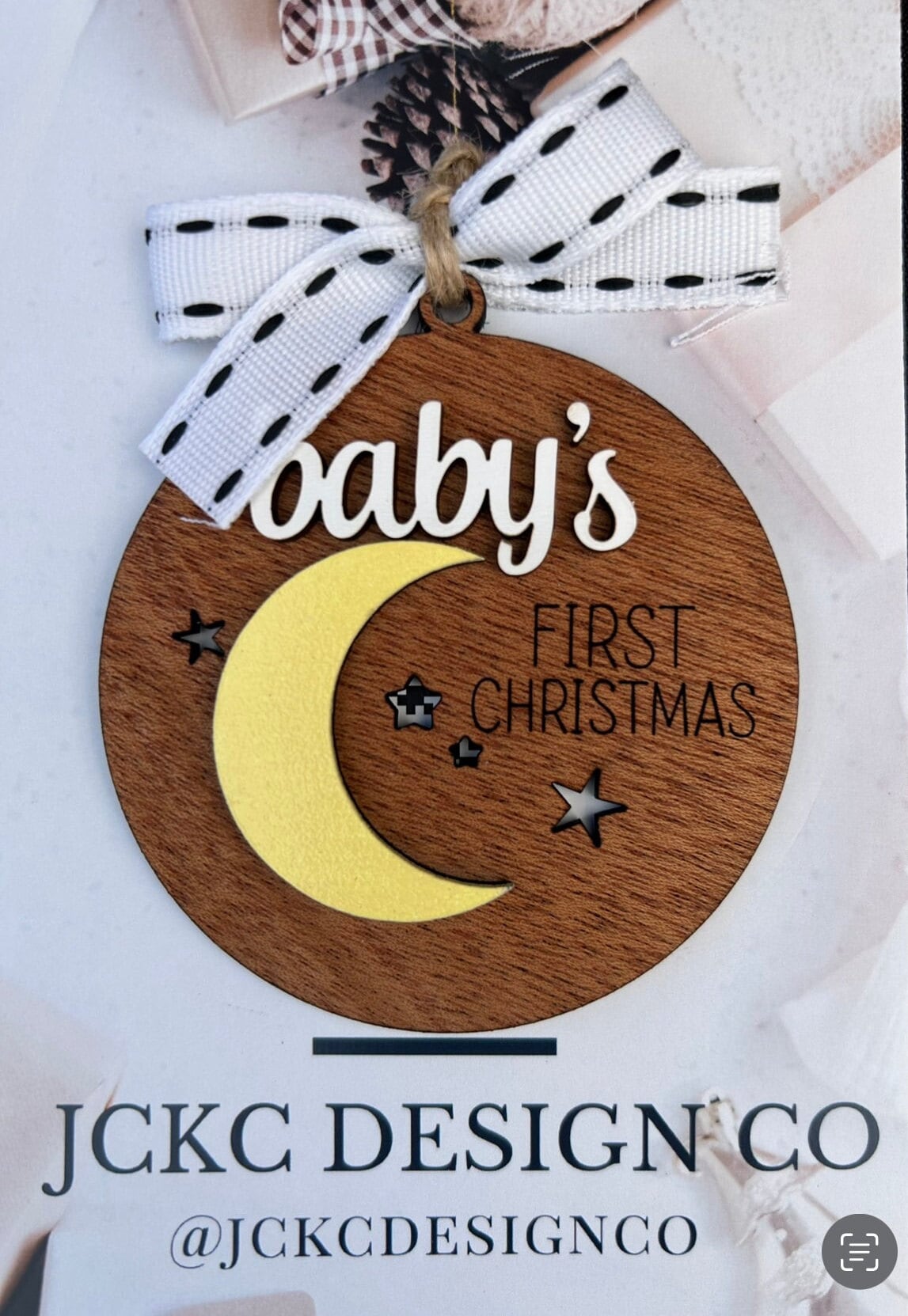 Baby's first Christmas ornament - engraved wooden Christmas ornament