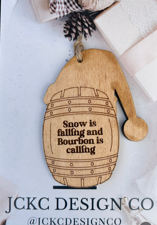 Bourbon Lover Christmas Ornament - engraved wooden ornament for him