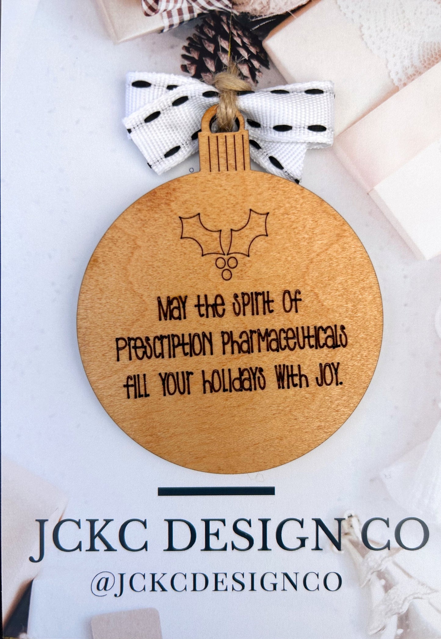 Funny Wooden Christmas Ornament